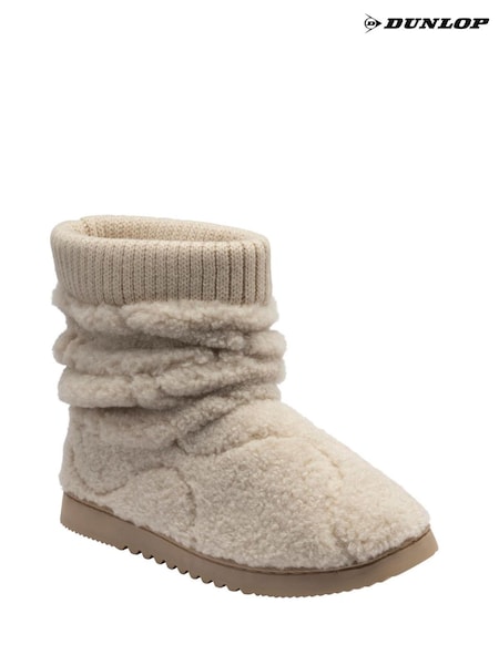 Cream - Dunlop Fur Ankle Boot Slippers