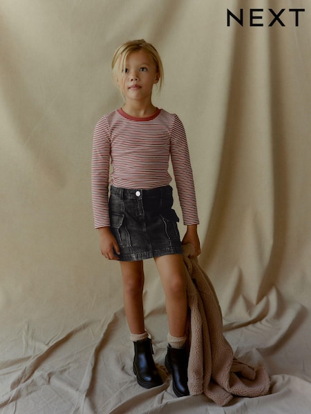 Charcoal Grey 100% Cotton Cargo Skirt (3-16yrs) (751767) | AED13 - AED18