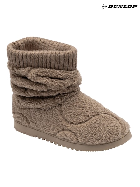 Natural - Dunlop Fur Ankle Boot Slippers