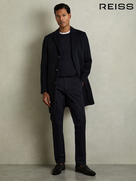 Reiss Navy Pitch Slim Fit Washed Cotton Blend Chinos (751922) | kr1 764