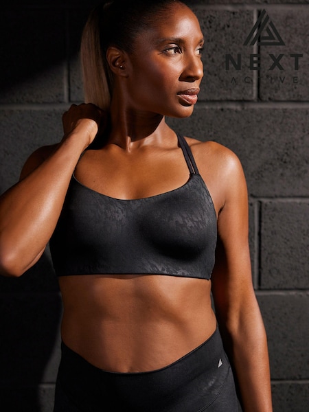 Black Next Active Sports Embossed Animal Print Strappy Back Bra (751924) | €13.50