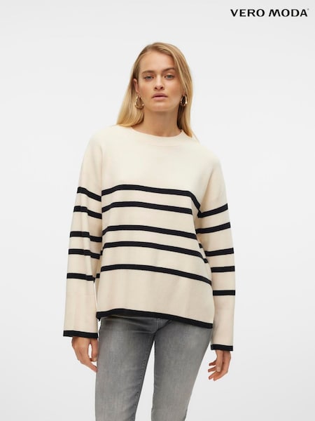 VERO MODA Cream Stripe Structured Knitted Jumper (751927) | 2,283 UAH