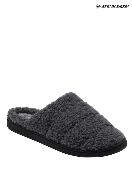 Grey - Regular Dunlop Fur Mule Slippers