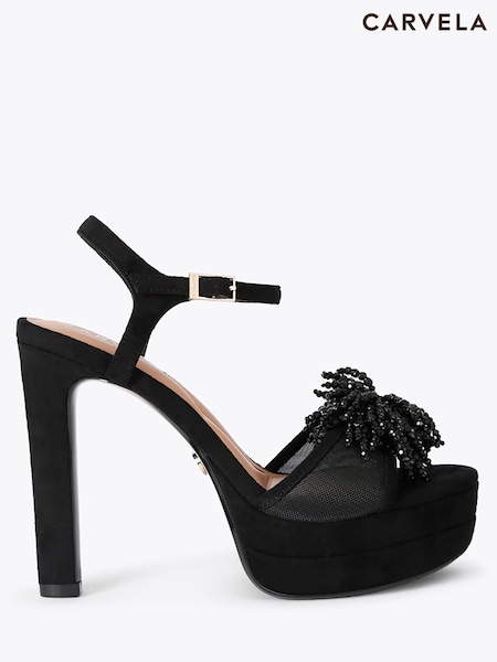 Black - Carvela Lucia Platform Embellished Heeled Sandals