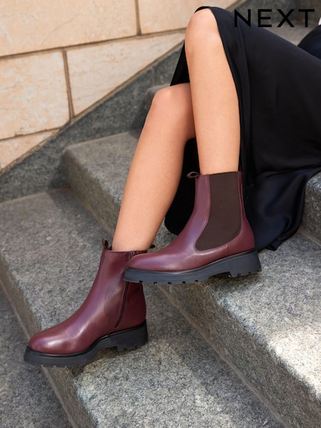 Burgunderrot - Forever Comfort® Leather Chunky Sole Chelsea Boots (752325) | 23 €