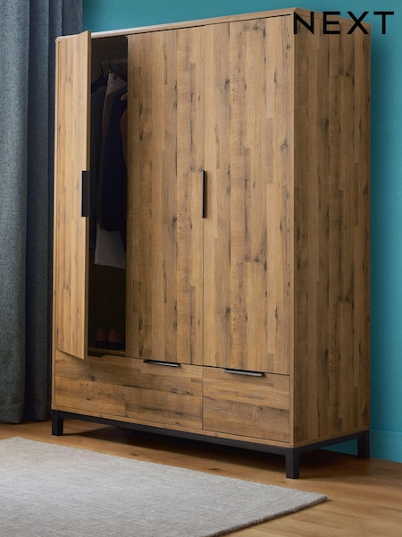 Dark Bronx Oak Effect Triple, 2 Drawers Wardrobe (752404) | €825