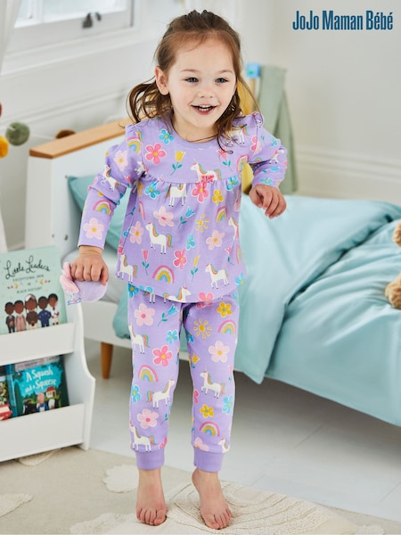 JoJo Maman Bébé Lilac Girls' Unicorn Glow-In-The-Dark  Pyjamas (752610) | €34