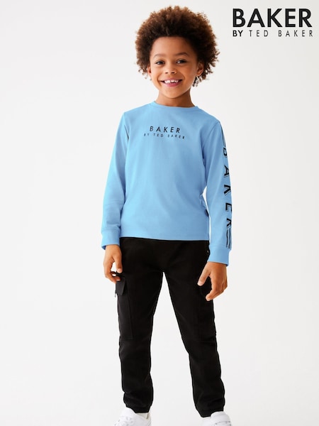 Blau - Baker by Ted Baker Langarm-T-Shirt mit Logo aus 100 % Baumwolle (752722) | 14 € - 17 €