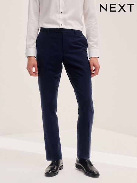 Navy Blue Slim Fit Check Suit Trousers (752848) | €12