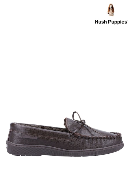 Brown - Regular Hush Puppies Ace Leather Slipper