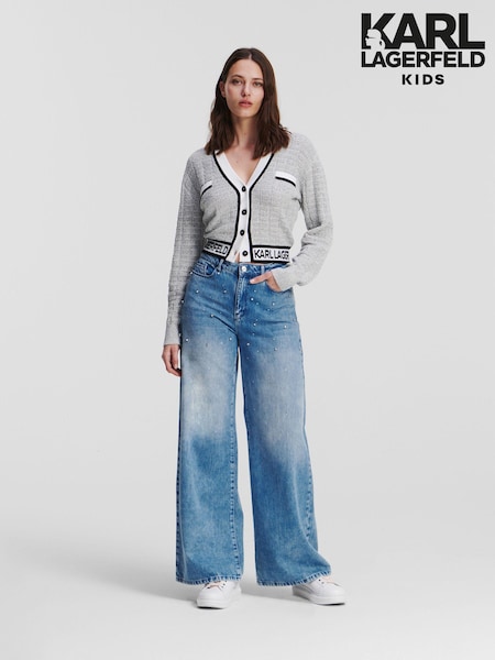 Karl Lagerfeld Blue Embellished Wide Leg Jeans (754110) | €145