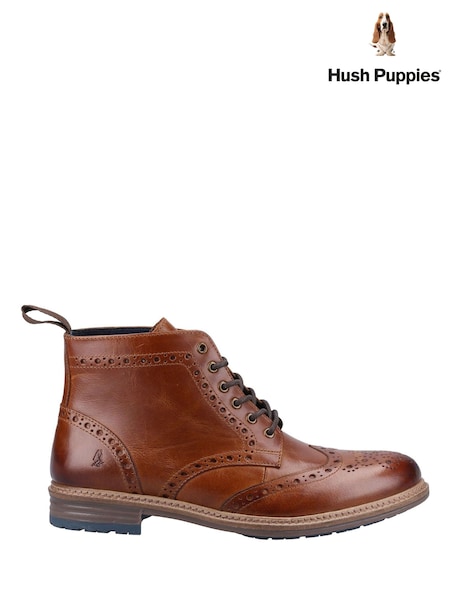 Brown - Regular Hush Puppies Joshua Brogue Boots