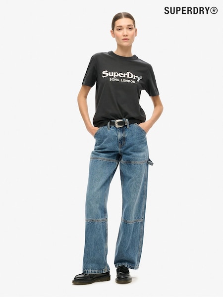 Superdry Jet Black Metallic Venue Relaxed 100% Cotton T-Shirt (754433) | R$ 295