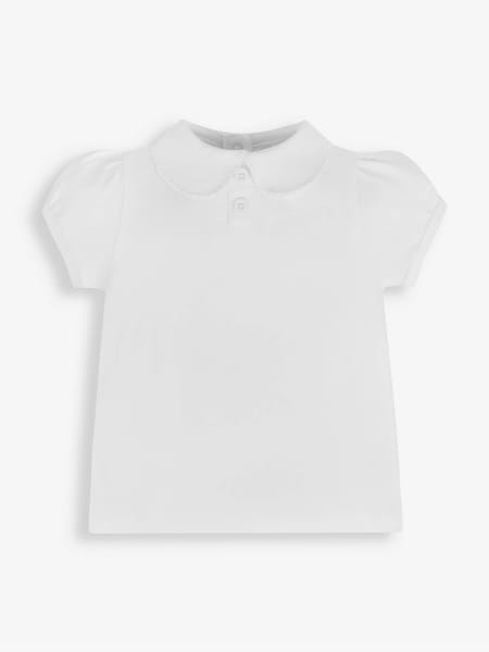 JoJo Maman Bébé White Plain Peter Pan Collar T-Shirt (754508) | €22