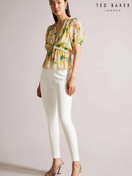 Ted Baker Natural Liroi High Waisted Leggings with Faux Popper Details (754588) | €70