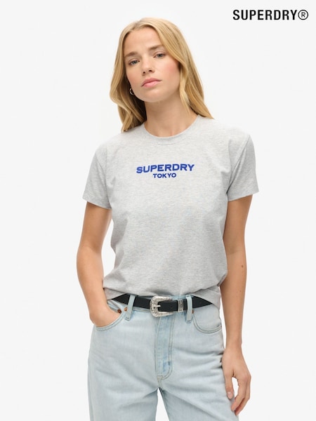 Superdry Cadet Grey Marl Sport Luxe Graphic Fitted T-Shirt (754612) | R$ 265