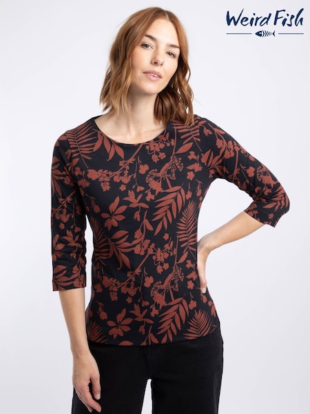 Коричневый - Weird Fish Rachel Printed Jersey T-shirt
