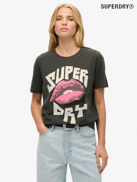 Superdry Washed Black Lo-Fi Punk Poster Relaxed 100% Cotton T-Shirt (754836) | R$ 295