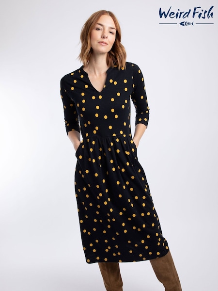Blue - Weird Fish Isolde Printed Jersey Midi Dress