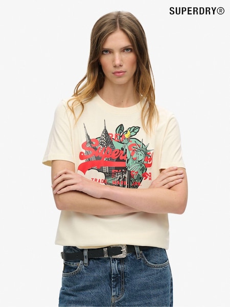 Superdry Rice White 100% Cotton New York Vl Relaxed T-Shirt (755236) | R$ 265