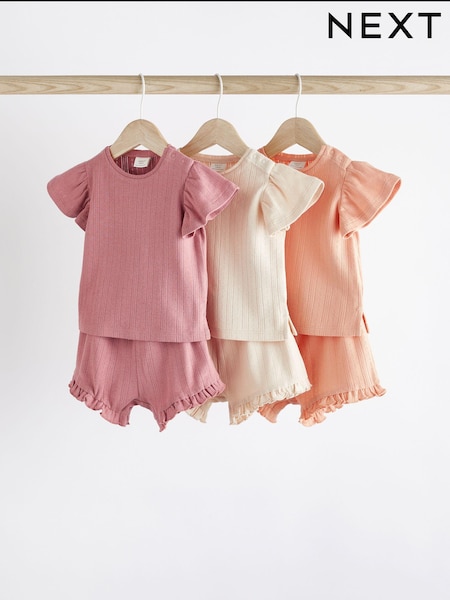 وردي مخرم - Baby 3 Pack 100% Cotton T-Shirts and Shorts Set (755646) | ‏12 د.إ.‏ - ‏ 13‏ د.إ.