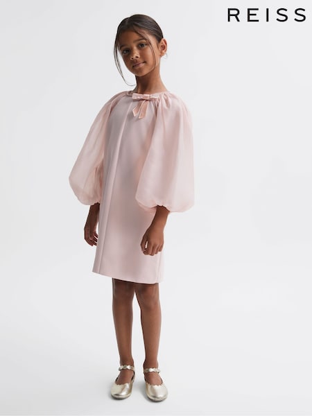 Reiss Pink Lauren Junior Blouson Sleeve Bow Dress (755705) | € 101