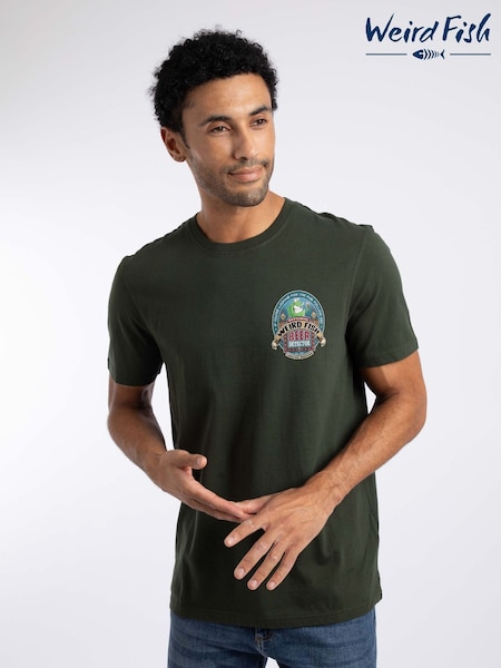 أخضر - Regular Weird Fish Beer Detector Back Print Artist T-shirt