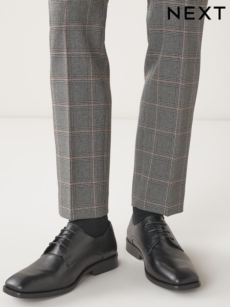 Black Regular Fit Leather Square Toe Derby Shoes (755894) | €16