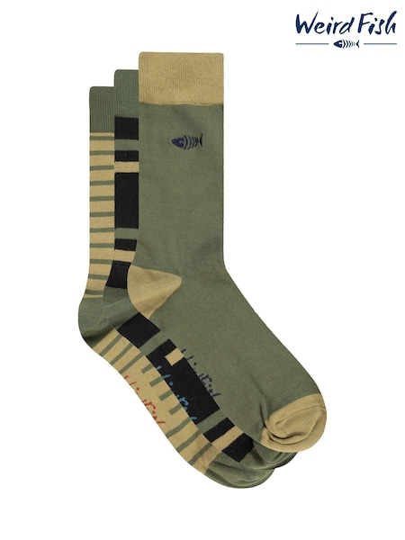 Зеленый - Regular Weird Fish Wyatt Patterned Socks 3 Pack