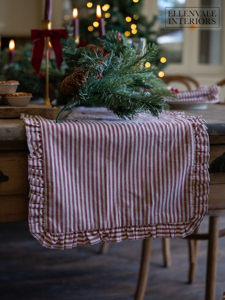 Ellenvale Interiors Christmas Stripe Ruffle Table Runner