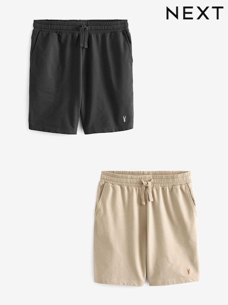 Grey/Stone Lightweight 100% Cotton Joggers Shorts 2 Pack (756375) | €15