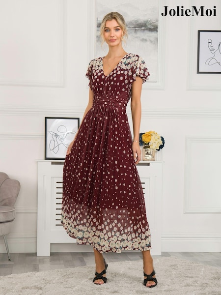 Jolie Moi Red Mably Mirror Print Maxi Mesh Dress (756430) | €60