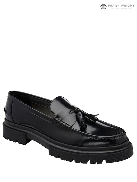 أسود - Regular Frank Wright Leather Slip-on Loafers