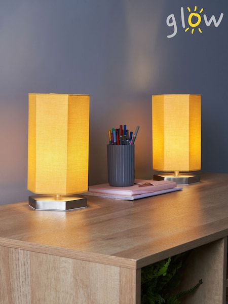 Glow Pair Of Hexagon Table Lamp Ochre
