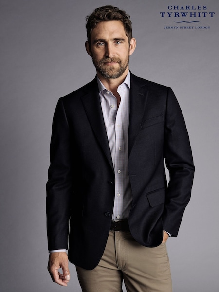 Charles Tyrwhitt Blue Luxury Italian Hopsack Classic Fit Jacket (756844) | 1,386 QAR