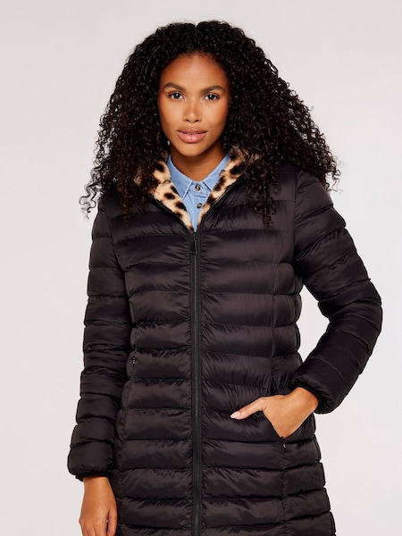 Apricot Black & Brown Leopard Reversable Puffer Coat (756899) | €56