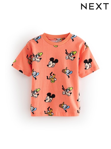 Coral Pink Mickey Short Sleeve 100% Cotton T-Shirt (6mths-8yrs) (757460) | € 9 - € 11