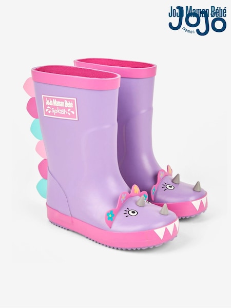 JoJo Maman Bébé Lilac Dinosaur Wellies (757685) | $40 - $44