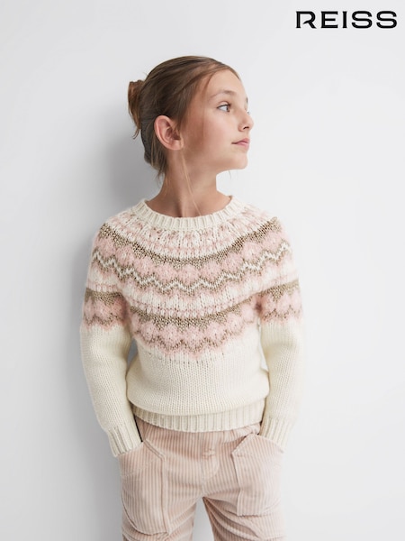 Pink - Reiss Blythe Fairisle Pattern Knitted Jumper