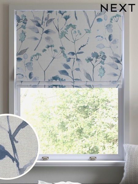 Blue Ready Made Blackout Isla Floral Print Roman Blinds (758013) | €59 - €132