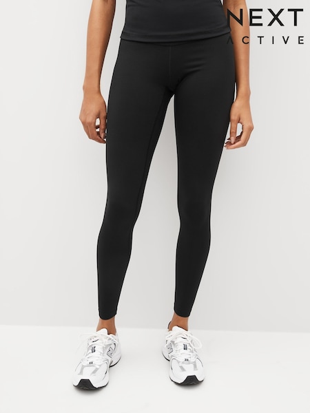 Black Next Active Sports Tummy Control High Waisted Dry Tech Full Length Sculpting Leggings (758146) | $34