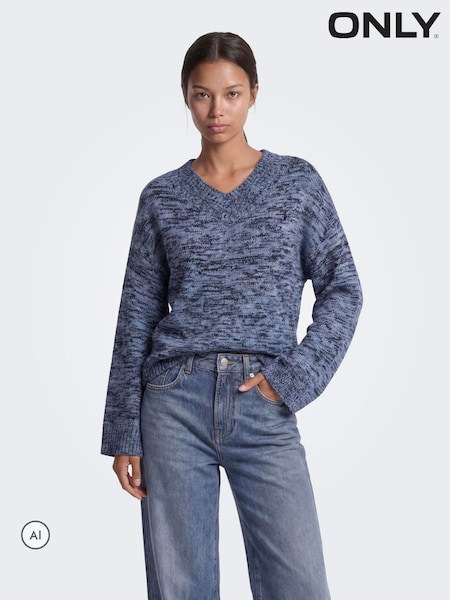 Plavo - Only Soft V-neck Knitted Pullover Jumper