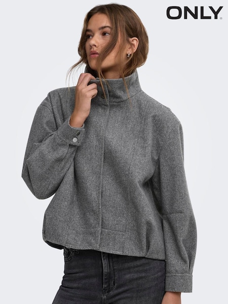 Pelēks - Only High Collar Bomber Jacket