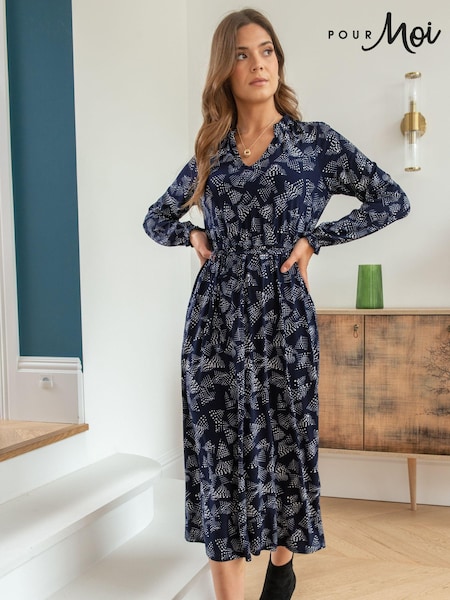 Синий - Pour Moi Bridget Slinky Jersey Long Sleeve Midi Dress (759045) | €73