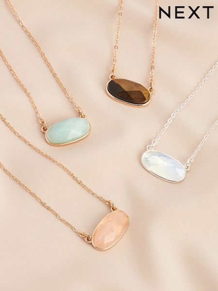 Gold Plated/Silver Plated Oval Semi Precious Stone Necklace (759080) | €9.50