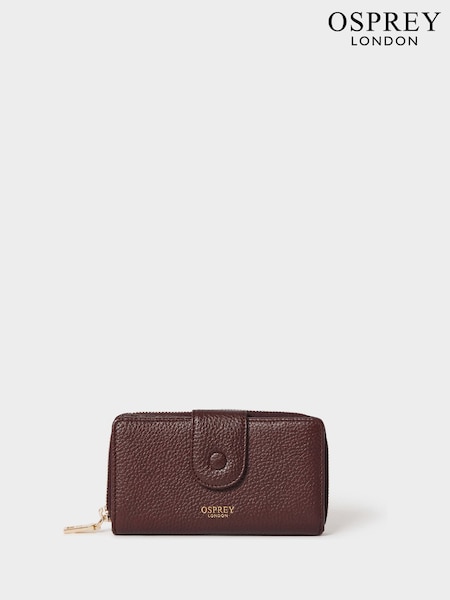 Red - Osprey London The Core Medium Leather Popper Matinee Purse