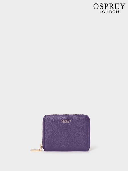 Purple - Osprey London The Core Small Leather Zip Around Purse