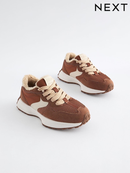 Tan Brown Borg Lined Lace-Up Chunky Trainers (760900) | €13 - €17.50
