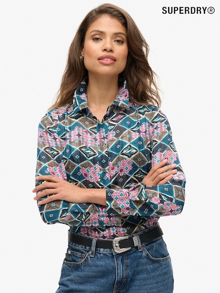 Superdry Pink Sheer Floral Print Printed Blouse (761175) | ₪251