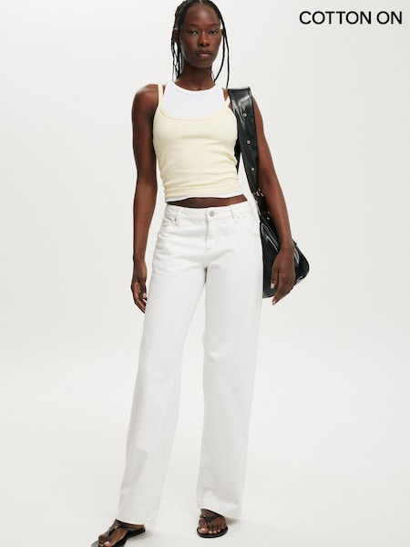 White - Cotton On Low Rise Straight Jeans